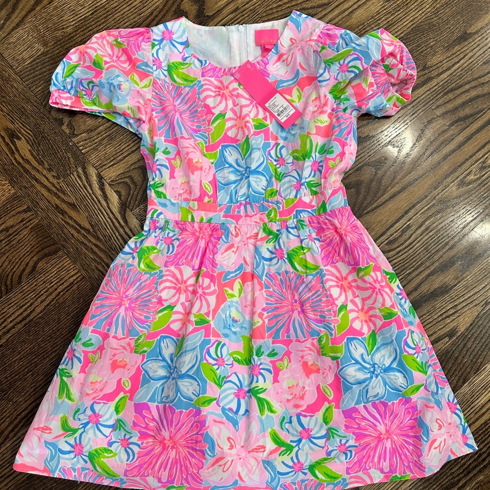 Lilly Pulitzer Pink Puff Sleeve A-Line Sundress